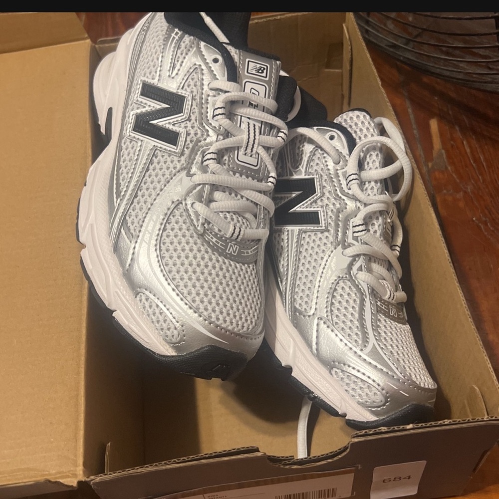 New Balance Kids' Metallic Silver Sneakers